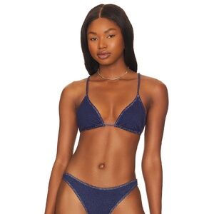 NWT Onia Denim String Bikini Top sz S